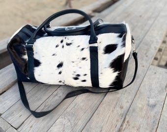 Cowhide Leather Duffel Bag Handcrafted Weekender Travel Gym Bag