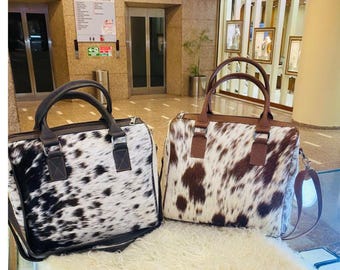 Cowhide Handbag Genuine Leather Hair-On Shoulder Tote  Western Style