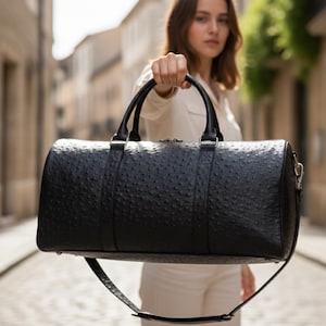 leather weekender duffel overnight travel bag shoe compartment roll on gym sports carry all