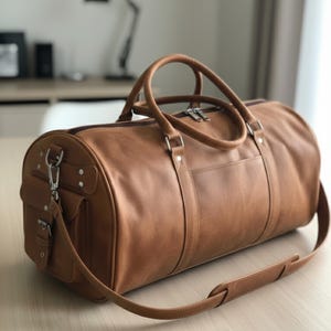 Leather Duffel Bag Handmade Full-Grain Finish Carry-On Luggage mens roll on travel hand bag