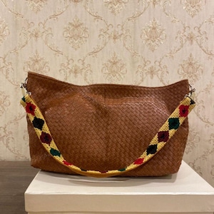 Leather Weaving Bag  Woven Leather Tote hand guide Crossbody  Artisanal Handcrafted Leather Bag Women&#39;s Woven Purse Gift for her