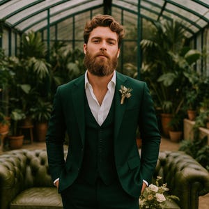 Slim Fit Green 3-Piece Men&#39;s Suit – Premium Formalwear for Weddings, Engagements, Prom & Groomsmen