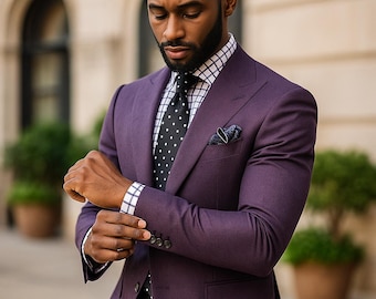 Classy Purple Two-Piece Suit for Men – Wedding, Groom, Prom & Formal Wear