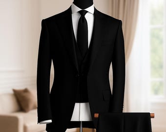 Black 3-Piece Suit for Men – Slim Fit Formal Wear for Weddings, Business & Special Events