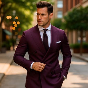 Purple Double Breasted Suit Men | Tailored Fit Formal Wear | Classic Style for Any Event