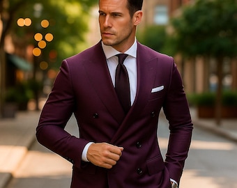 【VINTAGE】 double breasted setup purple Men's Lilac Double-breasted Suit: Elegant Wedding Tuxedo - Etsy