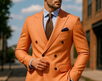 Peach Slim Fit 2-Piece Suit: Modern Groom & Groomsmen Attire