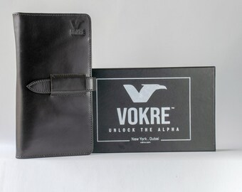 VOKRE Men’s RFID Blocking Genuine Leather Long Travel Passport Wallet, Christmas Gift for Him