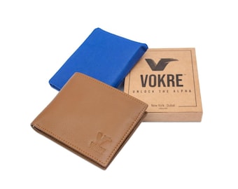 Handmade Brown Leather Bifold Wallet – Slim RFID Blocking Gift
