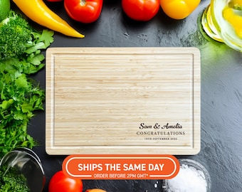 Planche à découper de cuisine personnalisée - Planche à découper en bois gravée avec nom - Cadeau pour couple, chef cuisinier, fin gourmet, cuisinier amateur, style cuisine rustique