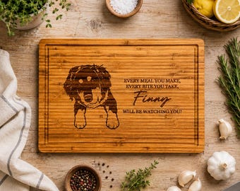 Planche à découper personnalisée, portrait d'animal de compagnie personnalisé, cadeau de cuisine gravé