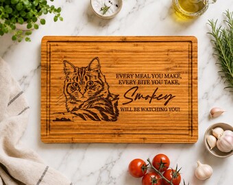 Planche à découper personnalisée avec portrait d'animal de compagnie, cadeau de cuisine personnalisé pour chat ou chien