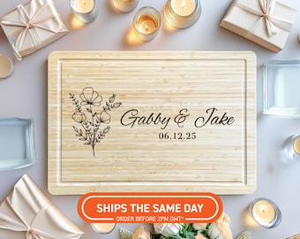 Planche à découper personnalisée avec initiales de couple, planche à fromages de mariage, cadeau personnalisé pour elle et lui, cadeau d'anniversaire ou de fiançailles