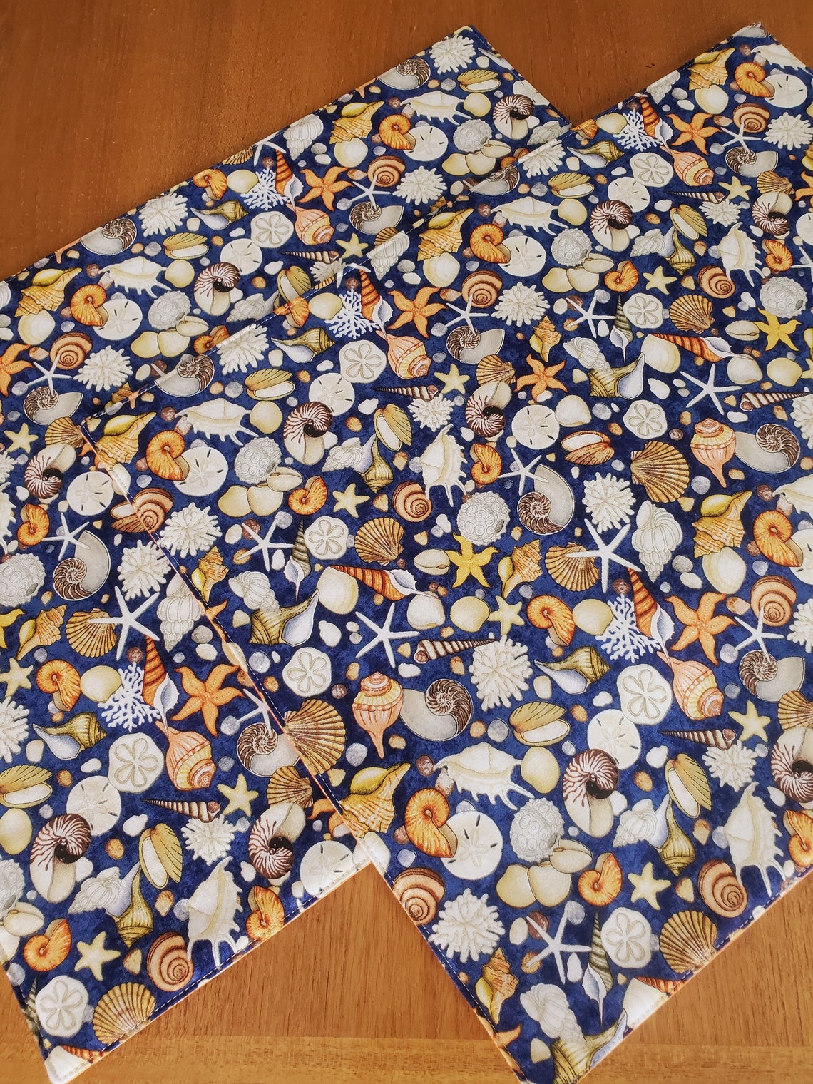 Beach Placemats Set of 2 Seashell Placemats Blue Etsy UK