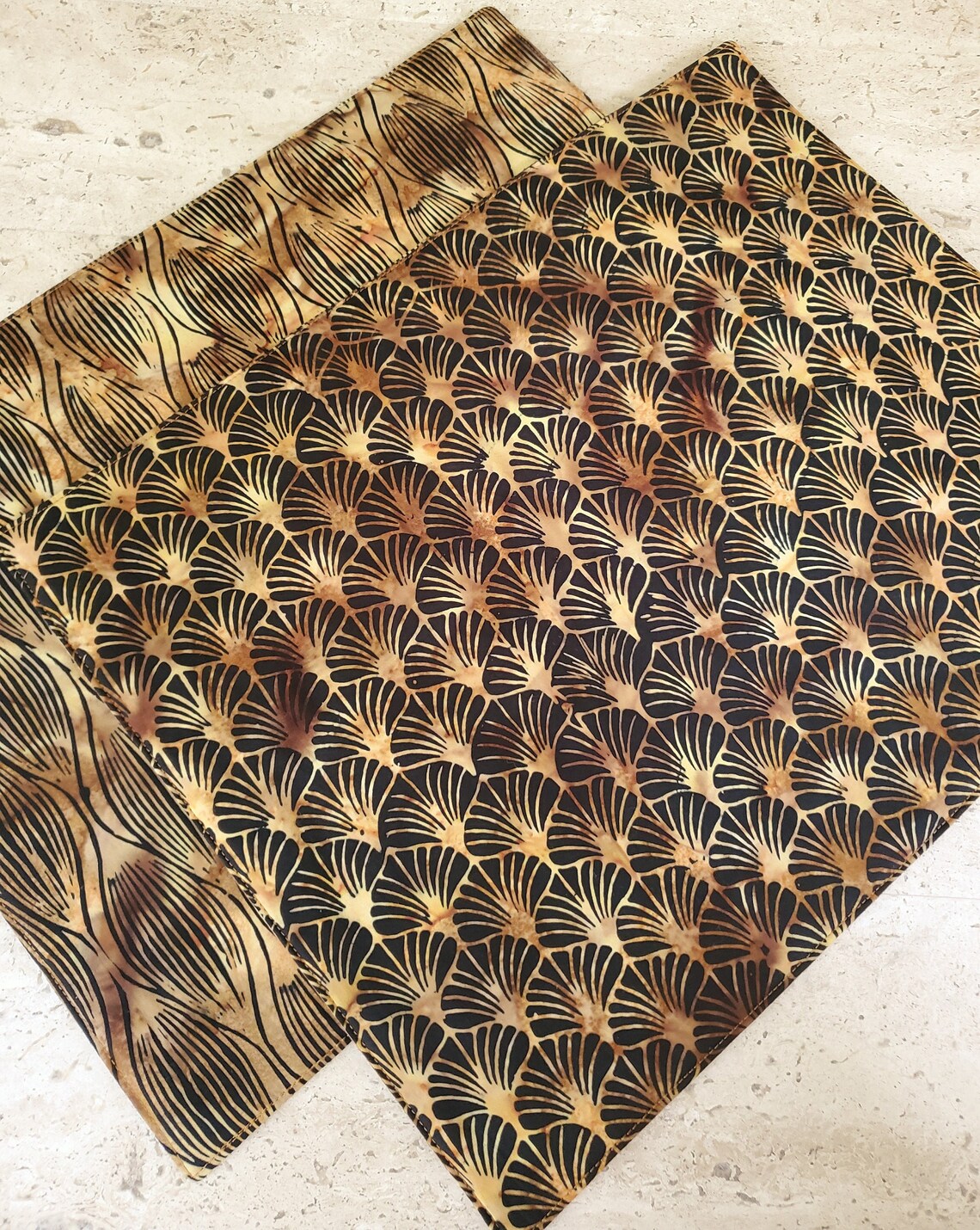 Modern Black and Gold Placemats Set of 2 Batik Placemats Etsy