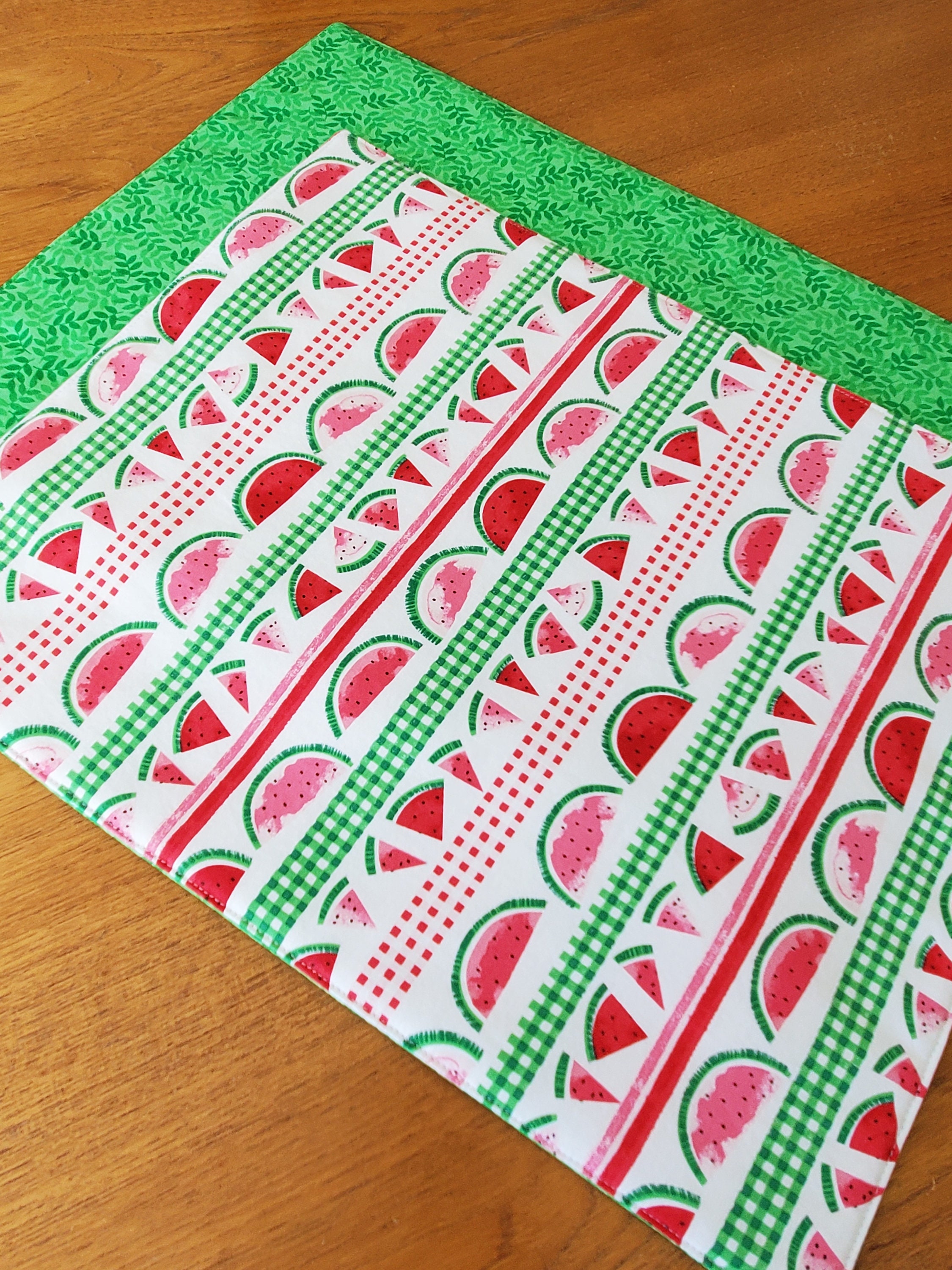 Summer Placemats Set of 2 Reversible Watermelon Placemats Etsy