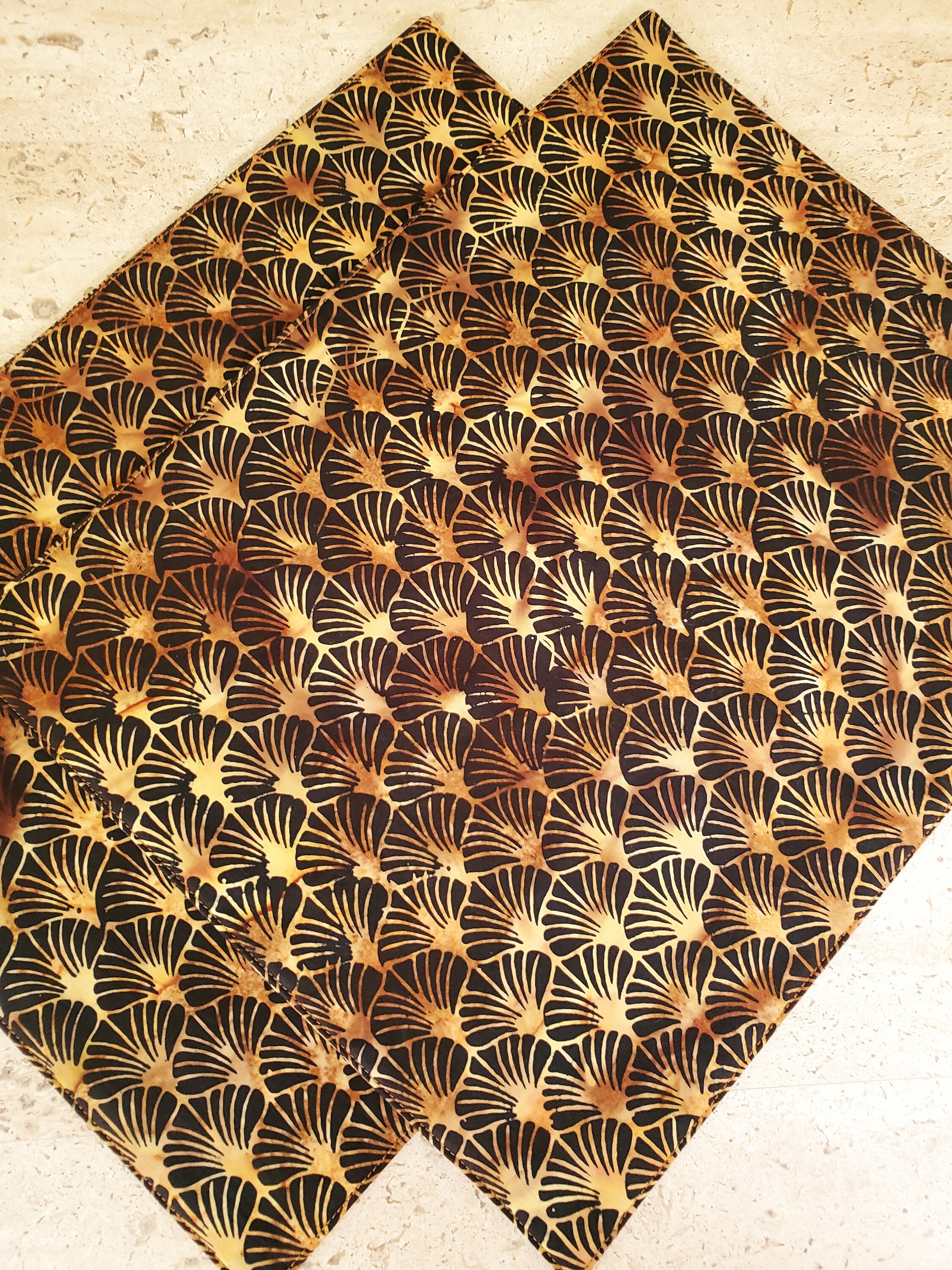 Modern Black and Gold Placemats Set of 2 Batik Placemats Etsy