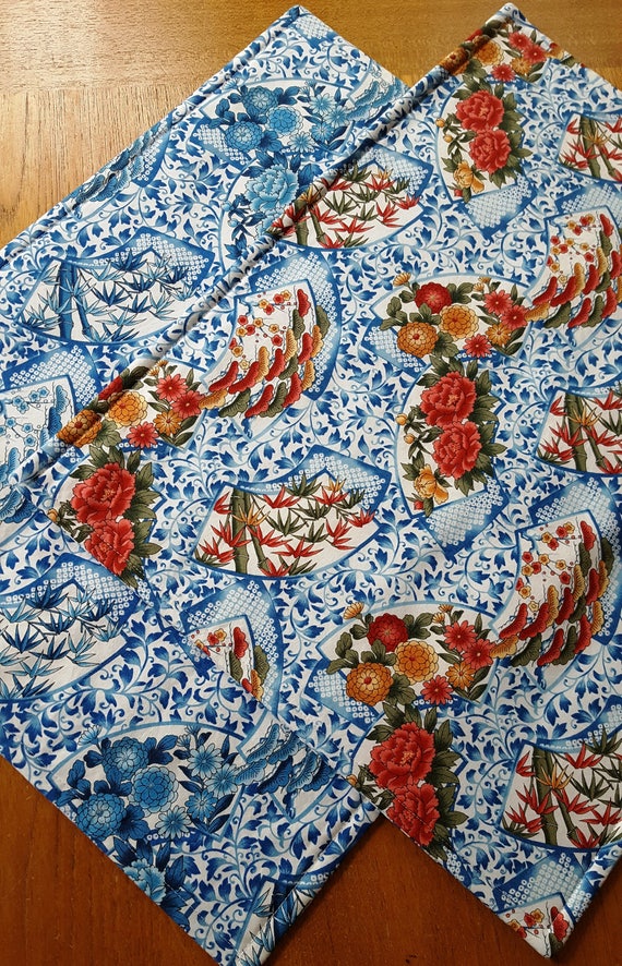 Asian Style Placemats Blue Placemats Heat Resistant Etsy