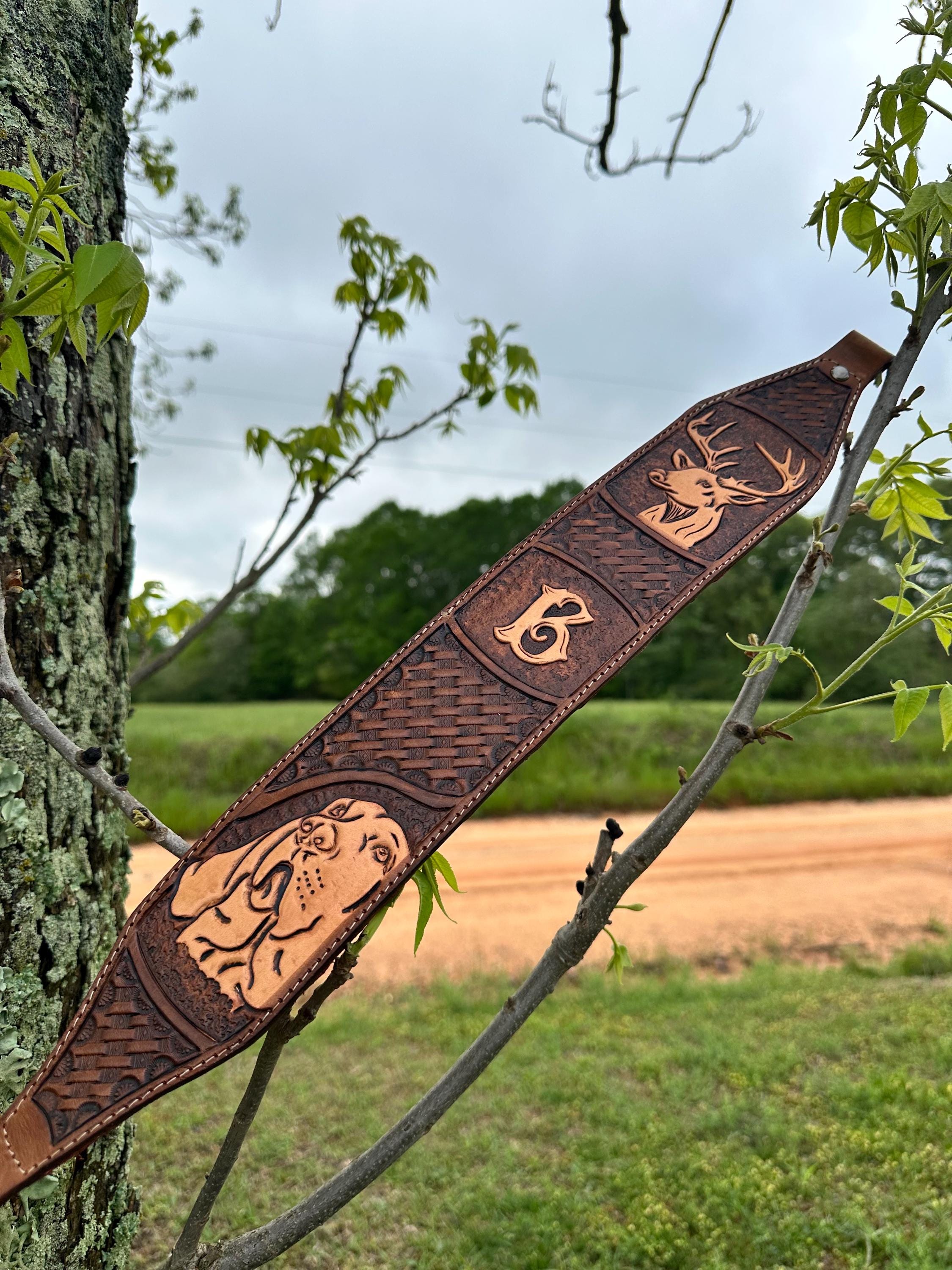 Handmade Leather Rifle Sling: Custom Deer Design - Etsy