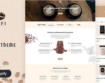 Cafi Coffee Shopify Theme Responsive-Mobile-Ready Ecommerce-Business Template for Coffee Shop and Cafe Online-Selling Store-Website-Design