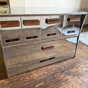 Rare Vintage Krestline Chrome Kitchen Bread Box Canister Set Combo with Wood Handles | Counter Storage Organizer | 1950s MCM Metal Breadbox