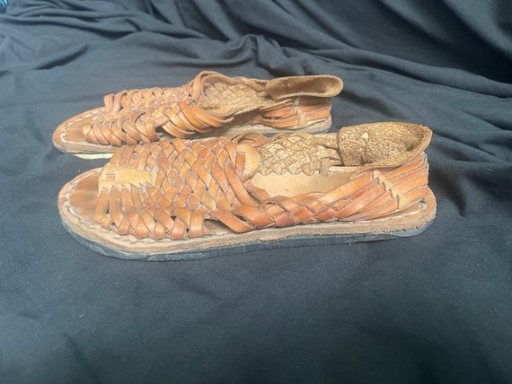Vintage Woven Authentic Mexican Leather Huarache Sandals with tire soles Mens 7 7.5 Womens 8.5 9 Etsy