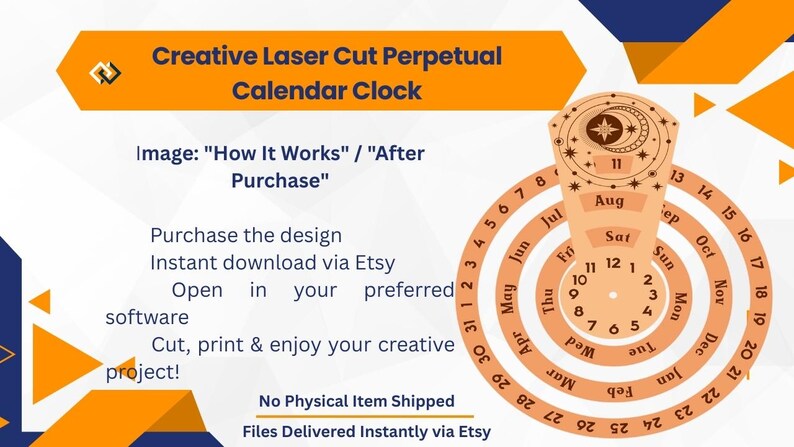 Laser Cut Perpetual Calendar Clock: Wooden Desk Organizer, Home ...