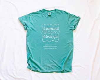 Mockup da camiseta Chalky Mint | Comfort Colors C1717 Flat Lay (Download Digital)
