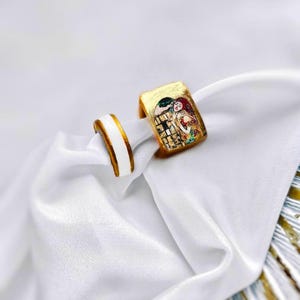 Hand-Painted Gustav Klimt Ring The Kiss Art Lover Gift Handmade Boho Jewelry Statement ring Gift for her Boho ring