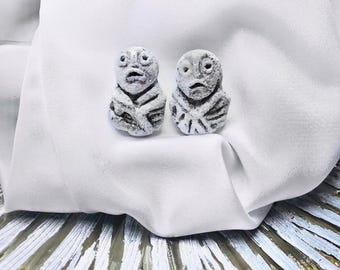 Lepenski Vir Foremother Earrings: Hand-Painted Neolithic Replica