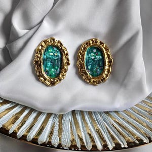 Claude Monet Ohrringe Die Seerosen Schmuck Landschaft Ohrringe Handbemalte Ohrringe Handgemachtes Kunst Schmuck Geschenk für Kunstliebhaber