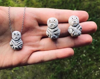 Hand-Painted Lepenski Vir Jewelry Set Neolithic Artifact Replica Serbian Ethnic Gift Srbija poklon Praroditeljka