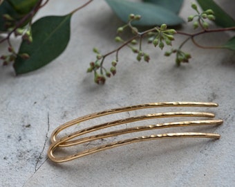 Brass Hair Pins, Set of 2 mini Hair Forks, Metal hair accessories, Bun Holder Pin,  Pair Gold Metal Hair Pins,  Mom Gift, Horseshoe Pins