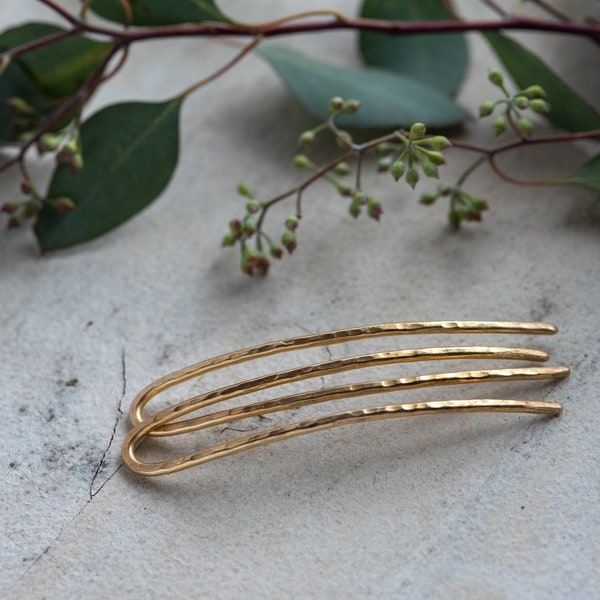 Brass Hair Pins, Set of 2 mini Hair Forks, Metal hair accessories, Bun Holder Pin,  Pair Gold Metal Hair Pins,  Mom Gift, Horseshoe Pins