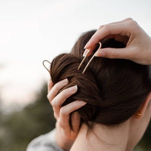 Épingle à cheveux en métal, mini fourche minimaliste pour cheveux longs, épingle à cheveux française, épingle en U. Accessoire pour cheveux fait main en cuivre, bronze, laiton, nickel-argent