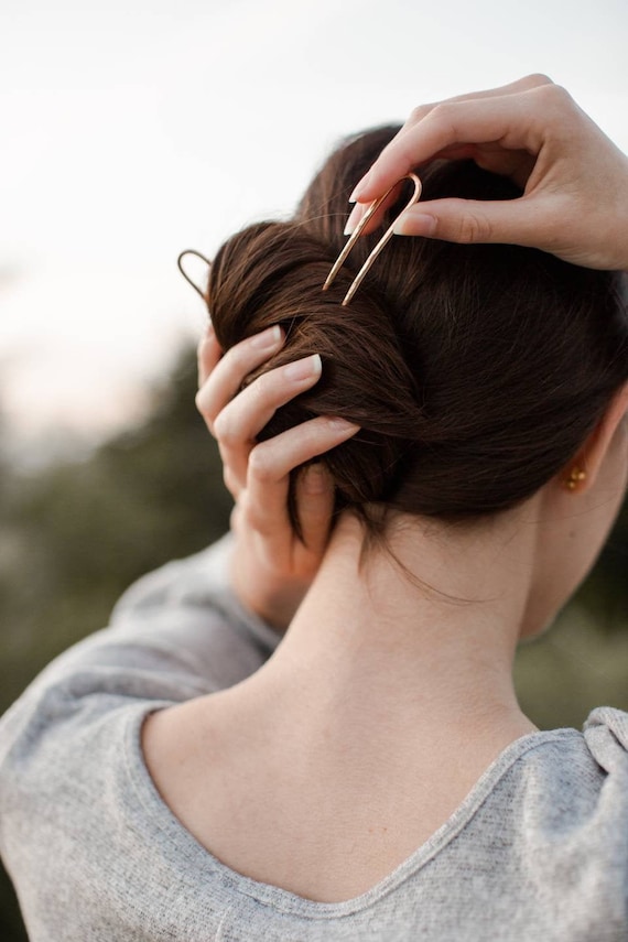 Metal Hair Pin Minimalist Mini Hair Fork for Long Hair French