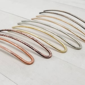Metal Hair Pin,  Handmade Mini Hair Fork, Bun Holder Hair Accessory,  Bun Pin, U Pin. Hammered Copper Bronze Brass.