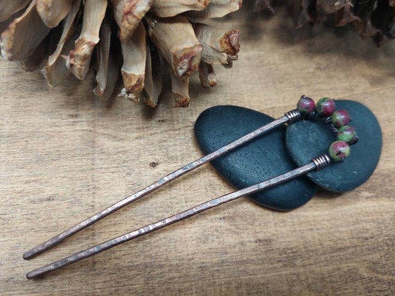 Real Ruby Heirloom Copper Hairpin /Hair Jewelry s-l400.jpg main image 2
