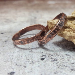 Rustic Copper Ring, Hammered Copper Band Ring, Rugged Ring for Men, 7th Anniversary Gift, Alternative Engagement Ring, Tribal Viking Ring image 2