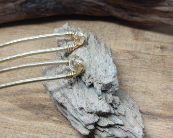 2 Gold Brass Citrine Crystal Hair Forks, Sunny yellow Citrine quartz Boho Hair Accessories, Brass Bun Holder Pins, Abundance Mom Gift.