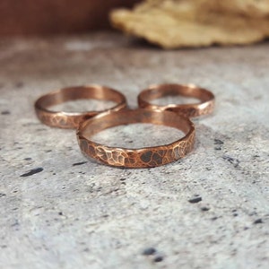 Rustic Copper Ring, Hammered Copper Band Ring, Rugged Ring for Men, 7th Anniversary Gift, Alternative Engagement Ring, Tribal Viking Ring image 5