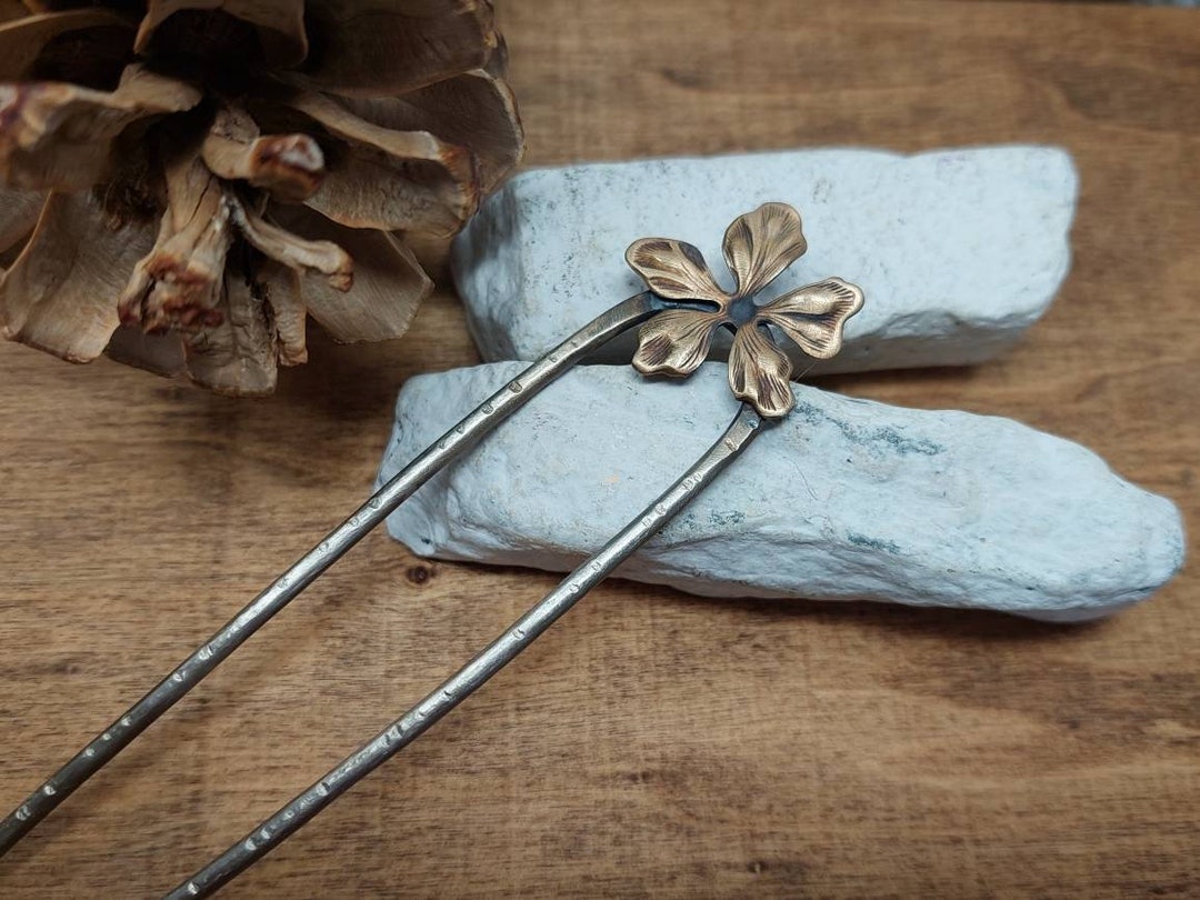 Flower Hair Jewelry Elegant Antiqued Brass Flower and Nickel Etsy