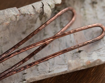 Handmade Copper Bun Holder Pin, French Hair Pin, Horseshoe Hair Accessory.  Mini Hair Fork, U Pin,  hair prong, hair clip, womens gift,