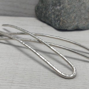 Set of Two Silver Metal Hair Pins, Hammered German Silver French Hair Pins, Bun Pins, Mini Hair Forks, Bun Holder Hair Accessories.