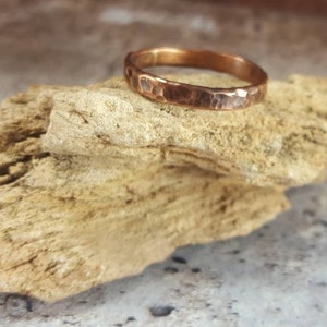 Rustic Copper Ring, Hammered Copper Band Ring, Rugged Ring for Men, 7th Anniversary Gift, Alternative Engagement Ring, Tribal Viking Ring image 4