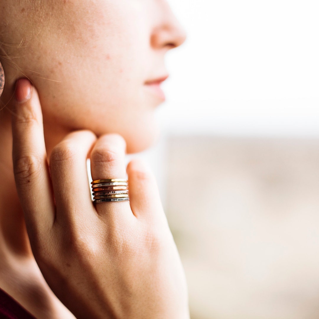 stack ring - etsy Images High Quality Grahic Stacking Rings, 6 Stacked Ring Set Minimalist Jewelry, Thin Stack Rings ...