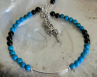 Carolina Panthers NFL Football Sir Purr Mascot Charm Spirit Bracelet, Panther Blue, Black and Silver Gear