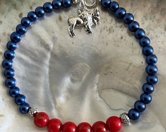 Buffalo Bills NFL football red and blue charm Billy Buffalo Mascot Spirit bracelet