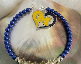 University of Michigan Wolverines Spirit Jewelry  Charm Bracelet March Madness
