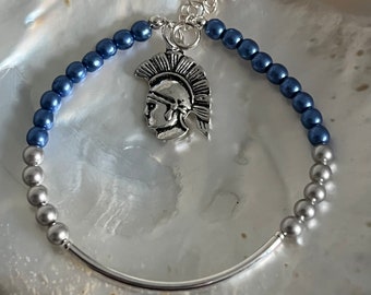 Case Western Reserve University Blue and Gray Spartans charm school Spirit bracelet